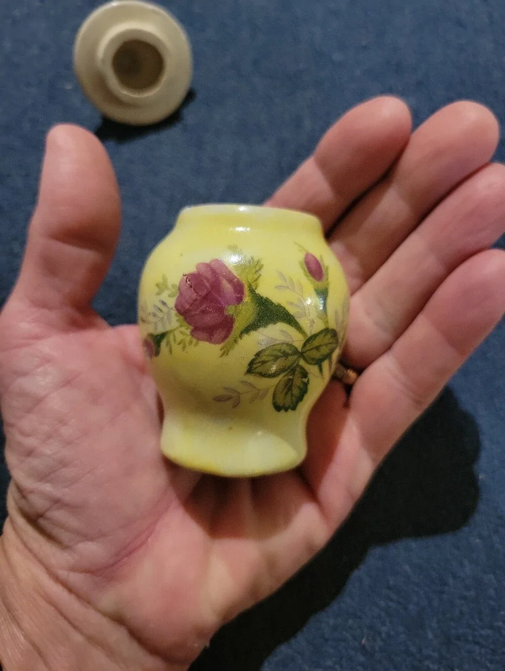 Vintage Yellow Floral Porcelain Ginger Jar